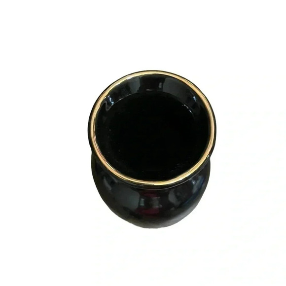 Black with Gold Rim made in Japan 6” Vase Floral with Blue Bird - Picture 3 of 9